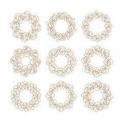 Abstract brown circle tangled line art decoration isolated flat design