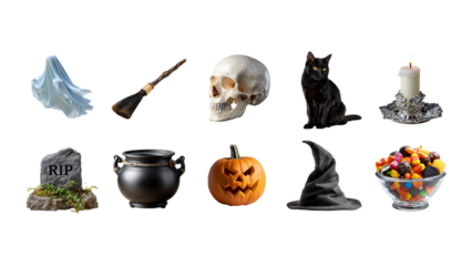 Ghosts, Skulls, Pumpkins - Watercolor Illustrations for Festive Celebrations