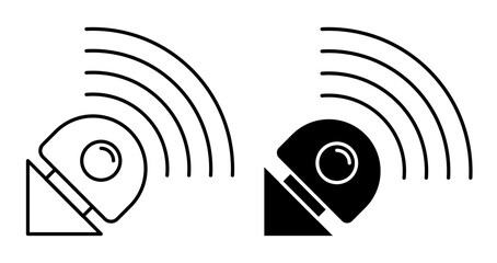 Linear icon, wireless WiFi router module. Wireless device for transmitting telecommunication radio signals. Simple black and white vector isolated on white background