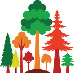 Collection of 30 giant sequoia and forest tree icons for vector graphics eps