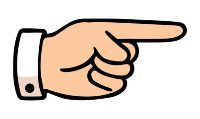Left Hand Pointing, Minimalist Cartoon Gesture Icon, left hand pointing, cartoon hand gesture, finger pointing right,