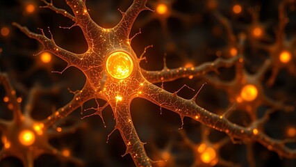 Microscopic glowing neuron receptors shaped like celestial gates clearing amyloid plaques.