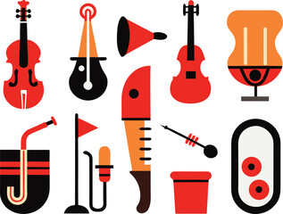 Diverse jazz instrument icons collection scalable vector graphic for music design projects © Riddhi