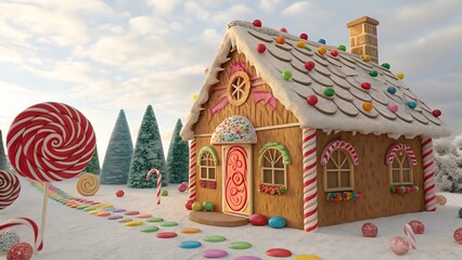 Festive Christmas Holiday Background with Winter Snow and Decorations

