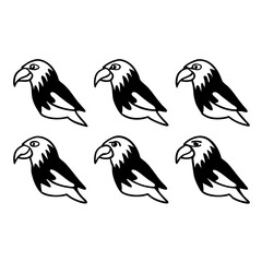 Obraz premium Six stylized ravens in a repeating pattern vector illustration of birds