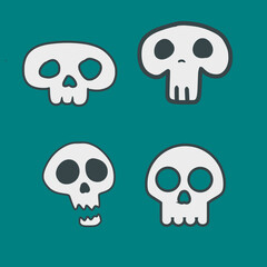 Cute Cartoon Skull Set
