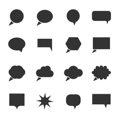 Collection of Dark Gray Speech Bubbles and Shapes on White Background talk chat