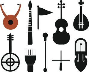 Nordic musical instruments vector icons bundle scalable illustration eps for design