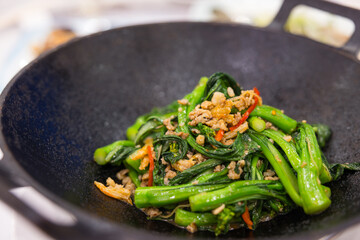Stir fried choy sum vegetable dish