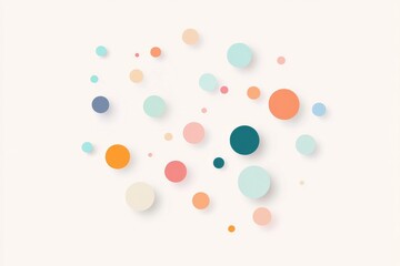 Fototapeta premium Scattered multi-color abstract circles on light background