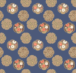 Japanese Luxury Flower Crest Vector Seamless Pattern