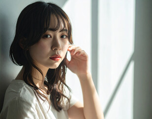 Psychological Art Portrait: Young Woman's Clean Expression After Overcoming Trauma with Tear Traces
