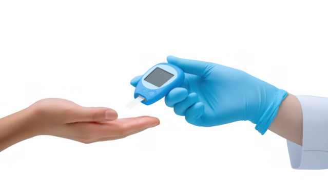 Pro gives patient blood glucose meter, created AI, PNG
