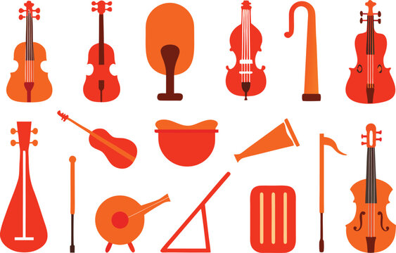 Vintage string instruments vector icons bundle scalable eps illustration set