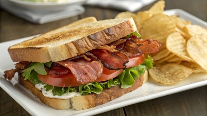 Savoring the flavors of a classic blt sandwich with crispy bacon and fresh lettuce on a sunny afternoon