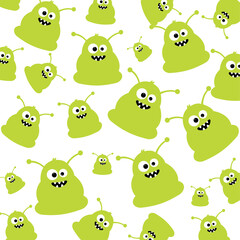 Cute Monster Halloween Seamless.
