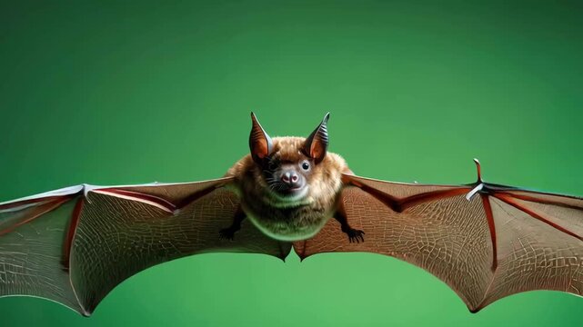 Halloween bat flying on a green screen background