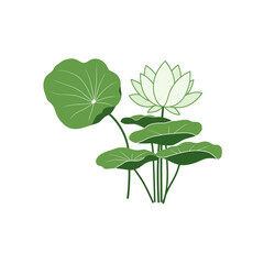 Serene lotus flower and lily pad bloom delicate botanical art for tranquil designs silhouette flat design vector illustration white background