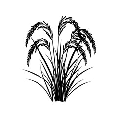Silhouette of rice stalks with grains detailed botanical design for agricultural themes silhouette flat design vector illustration white background