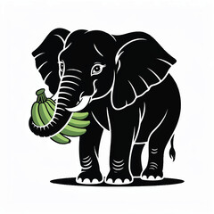 Graphic Illustration of Elephant with Bananas