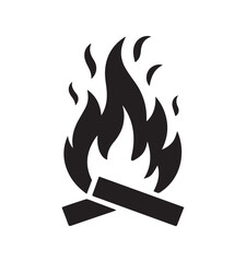 Campfire Icon with Flames and Ground Base