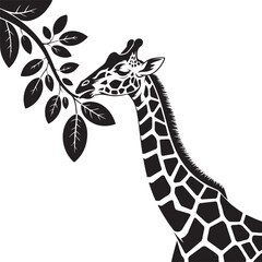 Graceful Giraffe Reaching for Leaves Graphic Design