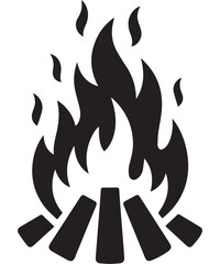 Simple Campfire Icon with Rounded Logs