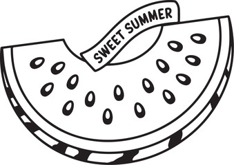 Minimal Watermelon Slice with Seeds – Bold Black and White Fruit Icon