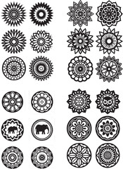 Circular floral and animal motifs mandala pattern