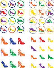 Colorful shoe icons shoes high heels