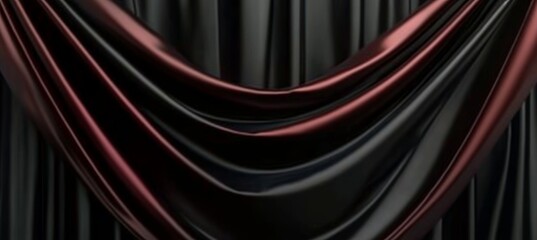 Lustrous Silk Drapery Opulent Textured Waves in Burgundy and Black for Sophisticated Backdrops