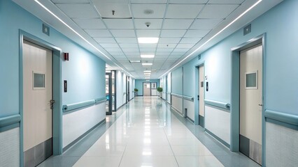 Futuristic health monitoring with digital thermometer and advanced pills in a sleek medical corridor