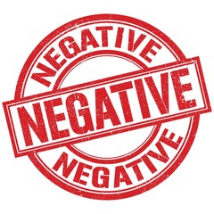 NEGATIVE written word on red stamp sign