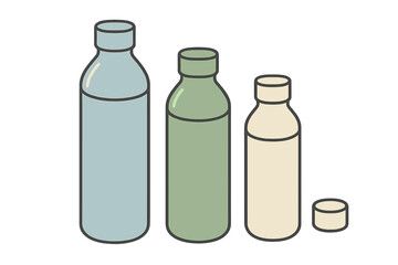 Bottles of various sizes placed side by side, showcasing a selection of colors and shapes for decorative or practical use