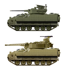 A collection of concepts for infantry fighting vehicles based on the M2 Bradley (top: M2A3 Bradley G30, bottom: M2A3M5 Bradley). Individual images, in full size, can be found in the portfolio or by na