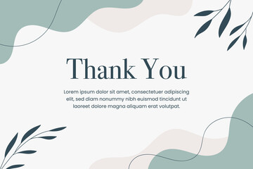 Abstract hand drawn organic shape with editable text wedding thank you card template. Vector illustration	