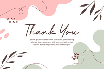Abstract hand drawn organic shape with editable text wedding thank you card template. Vector illustration	