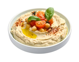 Plate of tasty baba ganoush isolated on transparent png