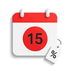 Grab amazing deals on the 15th with this vibrant sale calendar icon, perfect for promoting discounts and special offers to eager shoppers.