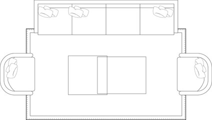 Modern Interior Seating Layouts and Furniture Arrangements - Top View Floor Plan. 13
