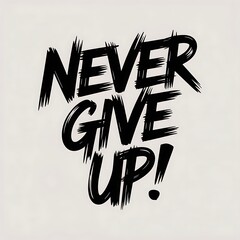Bold modern typography "never give up" motivational quote image for inspiration