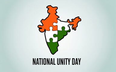 India Map as Jigsaw Puzzle in Tricolor Flag Colors - Concept of Integration, National Unity Day (Rashtriya Ekta Diwas)