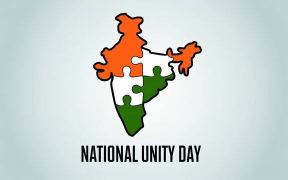 India Map as Jigsaw Puzzle in Tricolor Flag Colors - Concept of Integration, National Unity Day (Rashtriya Ekta Diwas) 