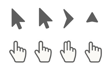 Collection of computer mouse cursors and hand pointers for digital interface design
