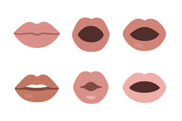 Collection of diverse female lips showing various expressions and mouth shapes