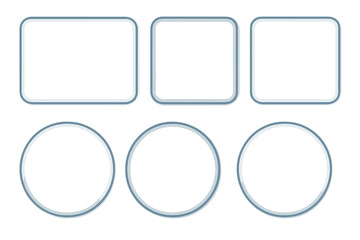 Collection of blank frames with rounded corners and circles for content display