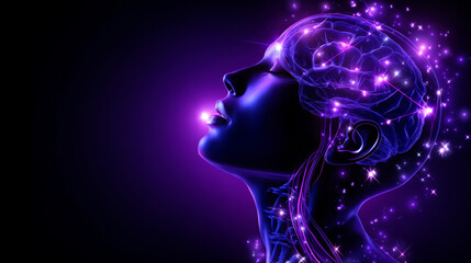 Abstract Human Mind With Glowing Brain and Neural Connections