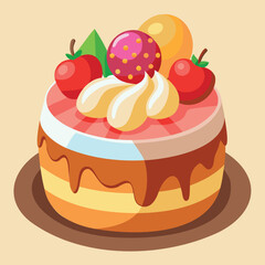 Vector illustration of a delicious dessert, a festive cake