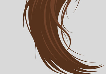 Beautiful Brown Wavy Female Hair with Highlights on a Light Gray Background