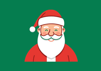 Happy Santa Claus Smiling Face on Green Background